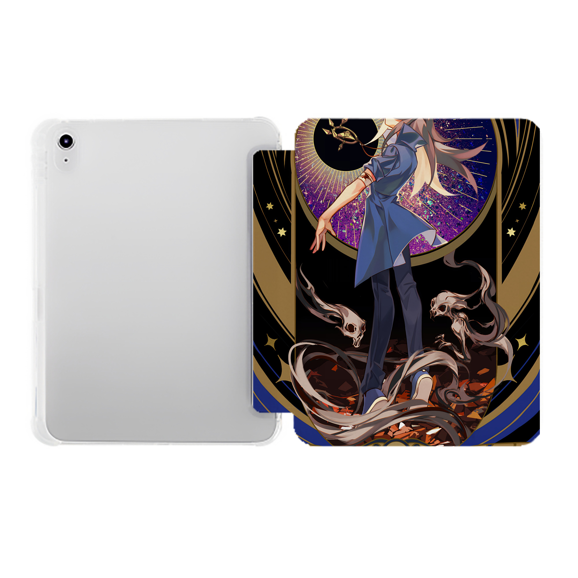 （画像用） 遊☆戯☆王 Yu-Gi-Oh! IPad ケース ペン収納付き 三つ折りスタンド PUレザー×シリコン 対応機種9.5/10.5/10.9インチ